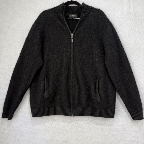 Glen Lyon Sweater Mens XL 100% Cashmere Full Zip Cardigan Mock Neck Pockets - Picture 1 of 9
